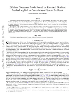 Efficient Consensus Model based on Proximal Gradient Method applied to
  Convolutional Sparse Problems