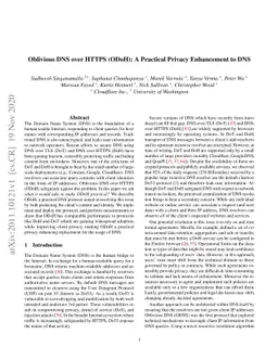 Oblivious DNS over HTTPS (ODoH): A Practical Privacy Enhancement to DNS
