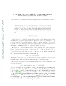 A global universality of two-layer neural networks with ReLU activations