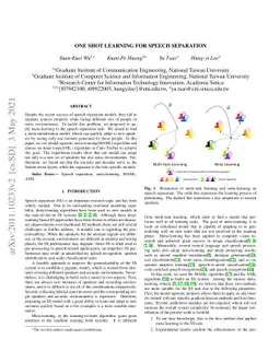 One Shot Learning for Speech Separation