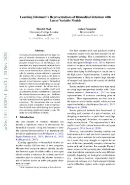 Learning Informative Representations of Biomedical Relations with Latent
  Variable Models