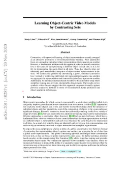 Learning Object-Centric Video Models by Contrasting Sets