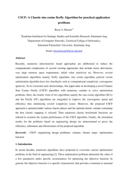 CSCF: a chaotic sine cosine firefly Algorithm for practical application
  problems