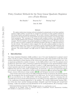 Policy Gradient Methods for the Noisy Linear Quadratic Regulator over a
  Finite Horizon