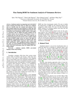 Fine-Tuning BERT for Sentiment Analysis of Vietnamese Reviews