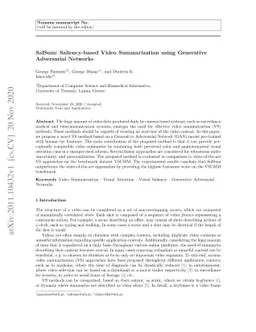 SalSum: Saliency-based Video Summarization using Generative Adversarial
  Networks