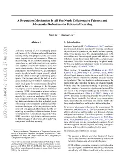A Reputation Mechanism Is All You Need: Collaborative Fairness and
  Adversarial Robustness in Federated Learning