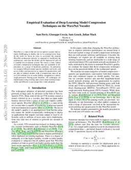 Empirical Evaluation of Deep Learning Model Compression Techniques on
  the WaveNet Vocoder