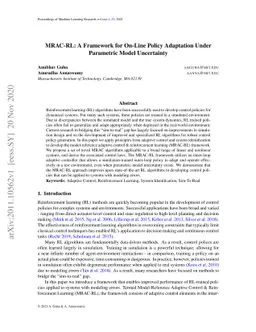 MRAC-RL: A Framework for On-Line Policy Adaptation Under Parametric
  Model Uncertainty