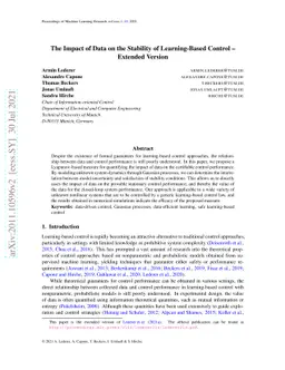 The Impact of Data on the Stability of Learning-Based Control- Extended
  Version