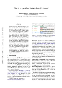 What do we expect from Multiple-choice QA Systems?