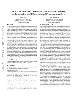 Effects of Human vs. Automatic Feedback on Students' Understanding of AI
  Concepts and Programming Style