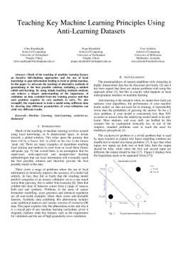 Teaching Key Machine Learning Principles Using Anti-learning Datasets