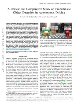 A Review and Comparative Study on Probabilistic Object Detection in
  Autonomous Driving