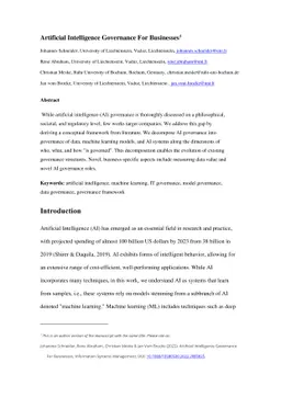 Artificial Intelligence Governance for Businesses