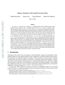 Sparse sketches with small inversion bias