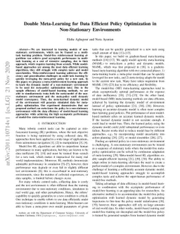 Double Meta-Learning for Data Efficient Policy Optimization in
  Non-Stationary Environments