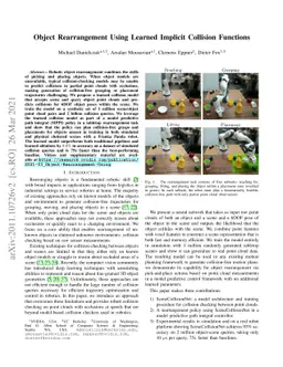 Object Rearrangement Using Learned Implicit Collision Functions