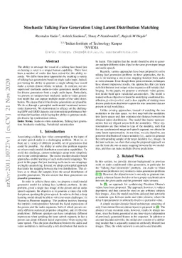 Stochastic Talking Face Generation Using Latent Distribution Matching