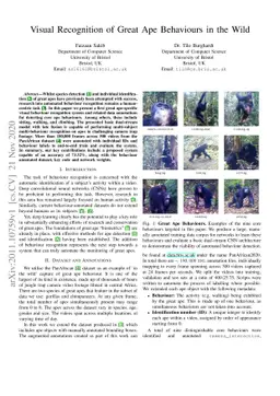 Visual Recognition of Great Ape Behaviours in the Wild