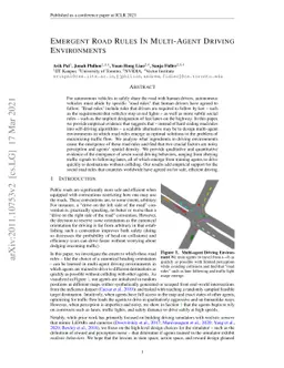 Emergent Road Rules In Multi-Agent Driving Environments