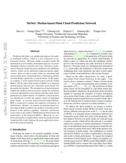 MoNet: Motion-based Point Cloud Prediction Network