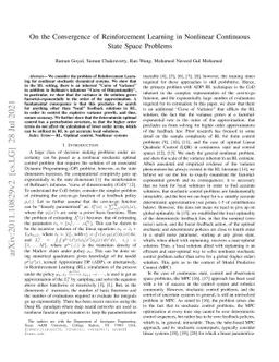 On the Convergence of Reinforcement Learning in Nonlinear Continuous
  State Space Problems