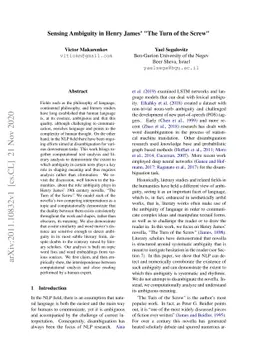 Sensing Ambiguity in Henry James' "The Turn of the Screw"