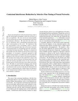 Contextual Interference Reduction by Selective Fine-Tuning of Neural
  Networks