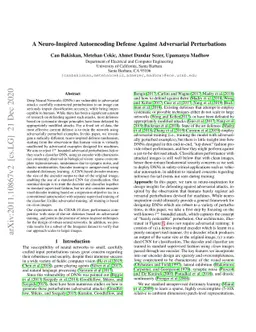 A Neuro-Inspired Autoencoding Defense Against Adversarial Perturbations