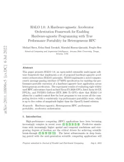 HALO 1.0: A Hardware-agnostic Accelerator Orchestration Framework for
  Enabling Hardware-agnostic Programming with True Performance Portability for
  Heterogeneous HPC
