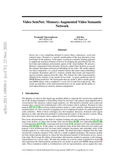 Video SemNet: Memory-Augmented Video Semantic Network
