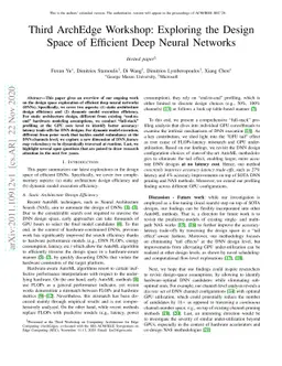 Third ArchEdge Workshop: Exploring the Design Space of Efficient Deep
  Neural Networks