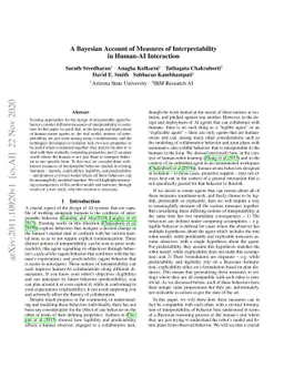 A Bayesian Account of Measures of Interpretability in Human-AI
  Interaction