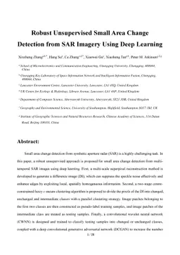 Robust Unsupervised Small Area Change Detection from SAR Imagery Using
  Deep Learning