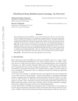 Distributed Deep Reinforcement Learning: An Overview