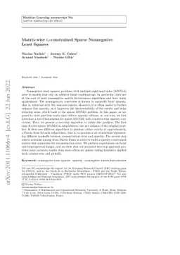 Matrix-wise $\ell_0$-constrained Sparse Nonnegative Least Squares