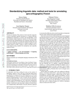 Standardizing linguistic data: method and tools for annotating
  (pre-orthographic) French