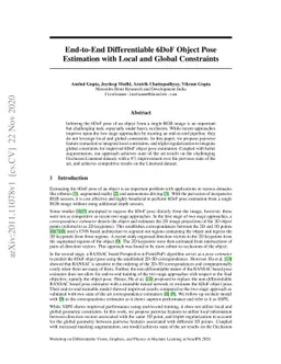 End-to-End Differentiable 6DoF Object Pose Estimation with Local and
  Global Constraints