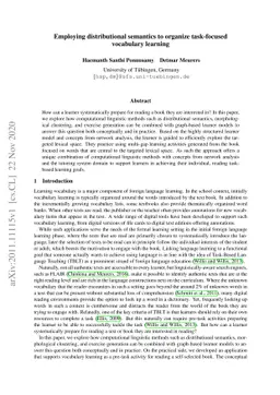 Employing distributional semantics to organize task-focused vocabulary
  learning