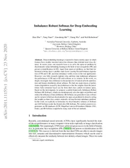 Imbalance Robust Softmax for Deep Embeeding Learning