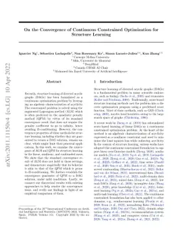 On the Convergence of Continuous Constrained Optimization for Structure
  Learning
