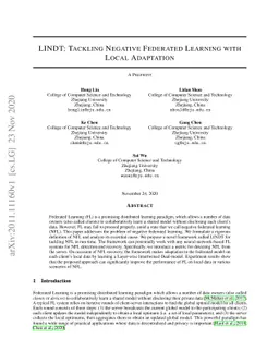 LINDT: Tackling Negative Federated Learning with Local Adaptation