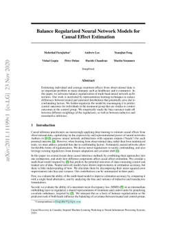 Balance Regularized Neural Network Models for Causal Effect Estimation