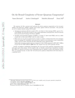 On The Round Complexity of Secure Quantum Computation