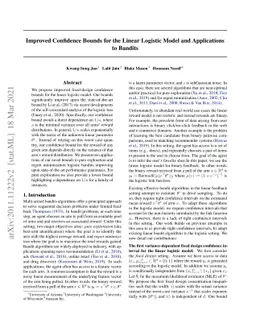 Improved Confidence Bounds for the Linear Logistic Model and
  Applications to Linear Bandits