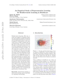 An Empirical Study of Representation Learning for Reinforcement Learning
  in Healthcare