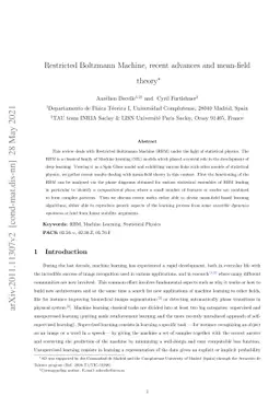 Restricted Boltzmann Machine, recent advances and mean-field theory