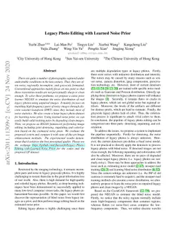 Legacy Photo Editing with Learned Noise Prior