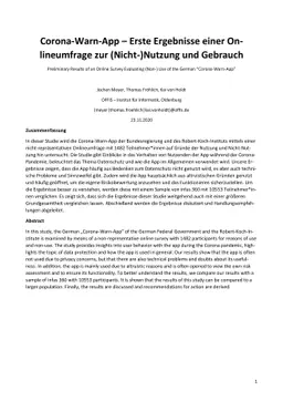 Corona-Warn-App: Erste Ergebnisse einer Onlineumfrage zur
  (Nicht-)Nutzung und Gebrauch